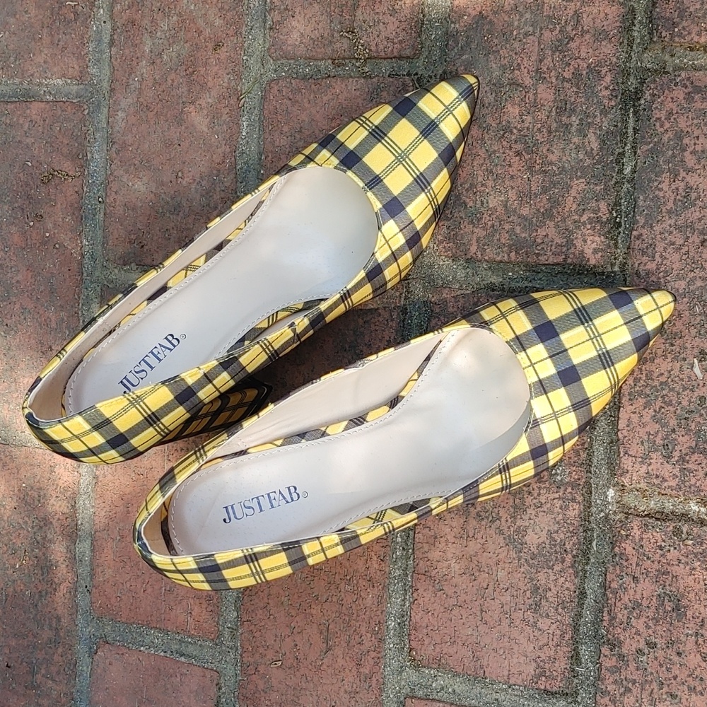 Just Fab Holly Plaid Pointed Toe Pump Size 10